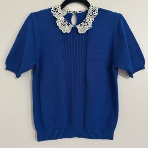 Vintage Tan Jay Short Sleeve Knit Sweater